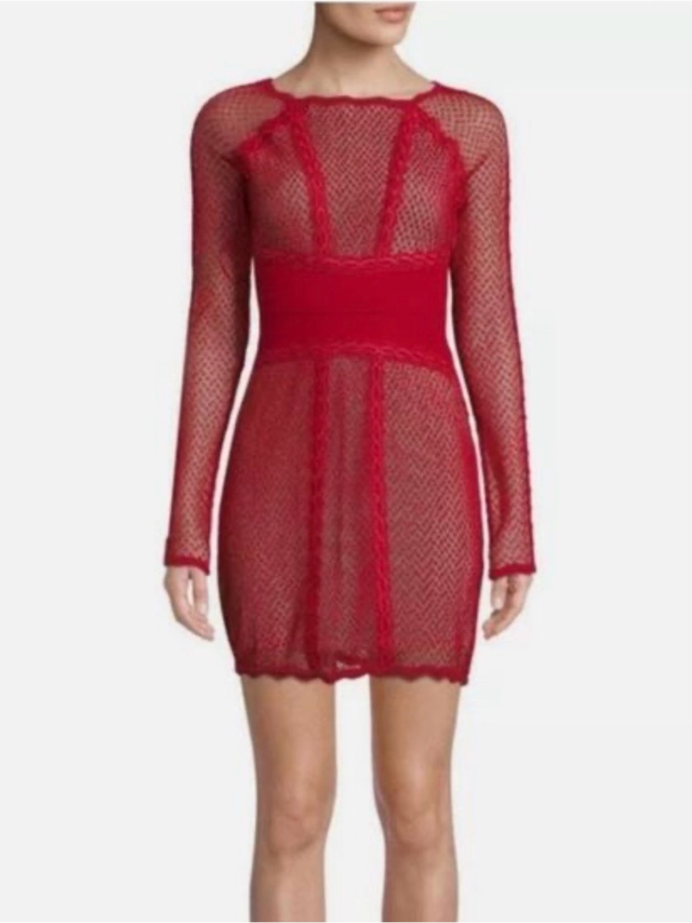 Free People Red Mesh and Lace Dress
